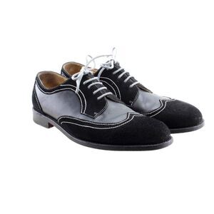 Awl & Sundry Black Suede Leather Saddle Derby Brogue Shoes Men’s 11.5